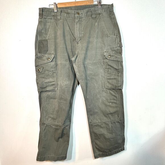 Vintage Carhartt Ripstop Relaxed Fit Green Tactical Cargo Pants 38 - Picture 1 of 10